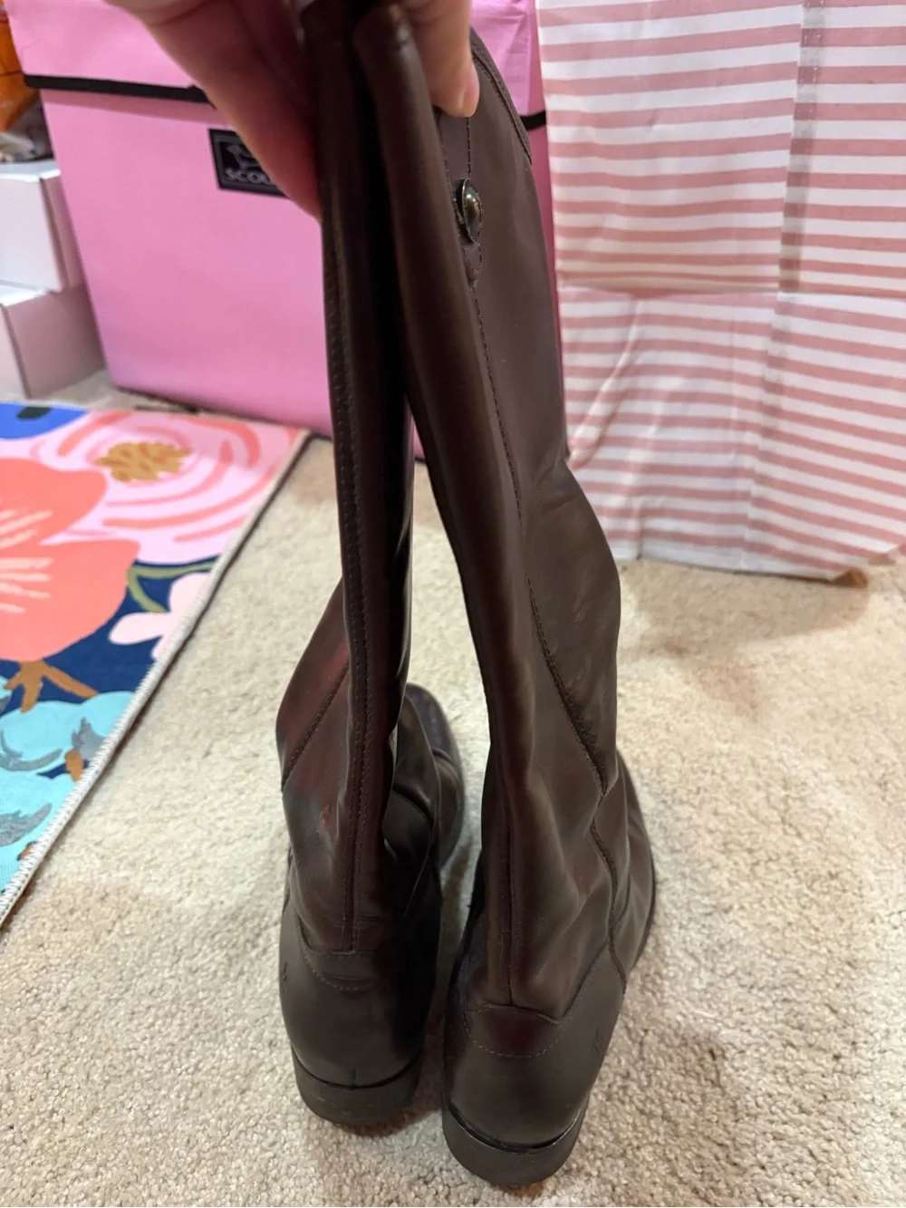 Frye Brown Leather Pull-On Riding Boots